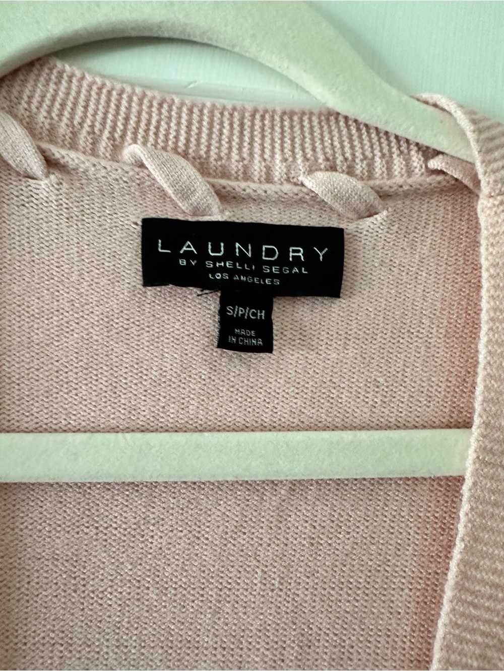Laundry By Shelli Segal Light Pink Open-Front Cable-Trim Cardigan - Picture 7 of 7
